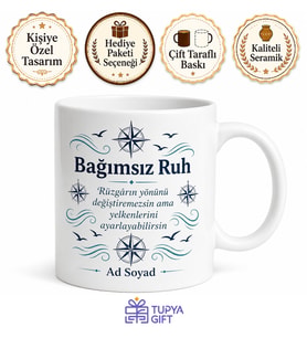 Bağımsız Ruh Yazılı Özel Tasarım Baskılı Kupa Bardak Hediye