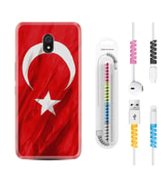 Xiaomi Redmi 8A 8 Pro 9C 9T 10C 11T Pro Kılıf Kablo Koruma Spiral Silikon Şanlı Türk Bayrağı 4 1401
