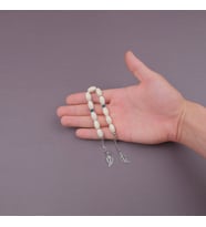 Krem Havlit Doğal Taş Uzun Arpa Kesim 8x15mm Zaza Tesbih