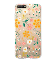 Huawei Y6 2018 Uyumlu Kapak Flowers Tasarımlı Şeffaf Silikon Kılıf