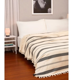 Doğal Pamuk , Yumuşak , Çok Amaçlı Örtü , Koltuk Örtüsü , Çift Kişilik Pike 200 x 320 Cm - Lacivert Çapraz