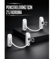 Beyaz Kablolu Pencere Kilidi 2 Adet Çocuk Koruma ve Pencere Emniyet Aparatı