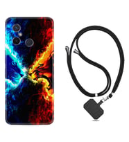 Xiaomi Redmi 12C Kılıf Silikon Boyun Askılı İpli Desenli Silikon Red Blue Leon 1714