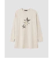 LCW EVERYDAY Bej Baskılı Oversize Kadın Sweatshirt Tunik