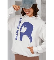 Billie Eilish Baskılı Unisex Oversize Şarkıcı Hoodie