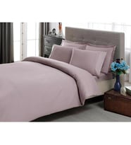 Taç Stripe Saten King Size Çift Nevresim Takımı Lila