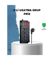 2 Metre Güçlü Çoklu Priz 8 Soket