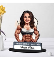 Kişiye Özel Kadın Vücut Geliştiricisine Hediye Karikatürlü Biblo