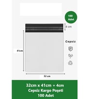 Cepsiz Kargo Poşeti 32 x 41+4 cm 100 Adet Beyaz