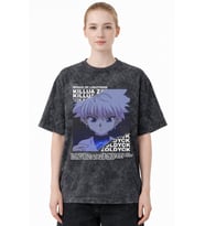 Killua Zoldyck Hunter X Hunter Anime Baskılı Unisex Oversize Eskitme Yıkamalı Tişört