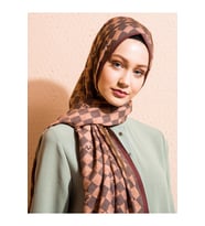 Geometrik Desen Modal Seri Şal Eşarp Askısı ile Birlikte 75x190 cm Bordo Taba-75