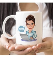Kişiye Özel Yazılımcı Kadın Karikatürlü Kupa Bardak