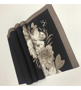 Çiçekli Desen Modal Seri Şal Eşarp Askısı ile Birlikte 75x200 cm Bej Siyah-75x20