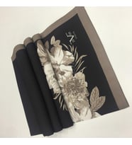 Çiçekli Desen Modal Seri Şal Eşarp Askısı ile Birlikte 75x200 cm Bej Siyah-75x20