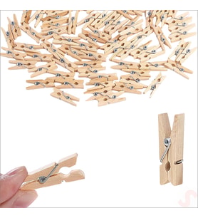 Dekoratif Ahşap SüS Mandalı, 3 cm x 25 Adet - Natürel (STD)