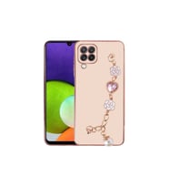Samsung Galaxy M22 Uyumlu Kılıf El Tutamaçlı Kamera Korumalı Zore Taka Silikon Kapak (Pembe)