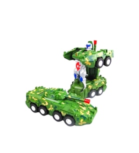 Transformers Askeri Zırhlı Tank Sesli Işıklı Çarpıp Dönen Oyuncak Tank (Çok Renkli)