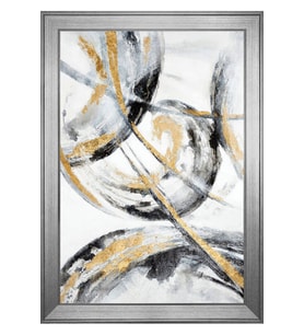 Soyut Şekiller Motifli Kanvas Tablo 80 x 110 cm Silver Çerçeve