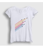 Presmono Kadın Beyaz Show Pilot Airplane Uçak T-Shirt 411642tt (Beyaz)