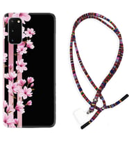 Samsung A02S A03S A10 A12 A13 A21S A22 Kılıf Boyun Asklı Rasta Silikon Pink Flowers 3 1393