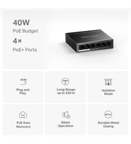 Mercusys MS106LP, 6-Port 10/100Mbps Desktop Switch with 4-Port PoE+