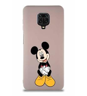 Xiaomi Redmi Note 9 Pro Soft Premier Kapak Mickey Mouse-A Tasarımlı Silikon Kılıf - Pudra (Şeffaf)