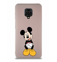 Xiaomi Redmi Note 9 Pro Soft Premier Kapak Mickey Mouse-A Tasarımlı Silikon Kılıf - Pudra (Şeffaf)