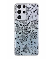Samsung Galaxy S21 Ultra Kapak Nostalji Desen Tasarımlı Şeffaf Silikon Kılıf