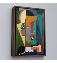 Çerçeveli Auguste Herbin - Kübist Kompozisyon Tablo (Altın)