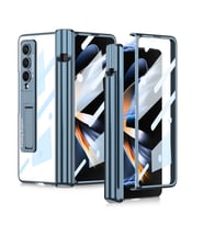 Galaxy Z Fold 4 Kılıf Zore Kıpta Standlı Kalem Bölmeli Kılıf (Mavi)