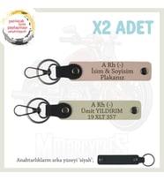 Motosiklet Sevene Hediyelik İsim Plaka ve A Rh (-) Kan Grubu x2 Anahtarlık, Yavruağzı-S Kahve-Syh (Çok Renkli)