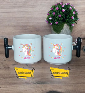 Unicorn Kupa Bardak T Siyah Kulplu Kadın Arkadaşa Doğum Günü Hediyesi