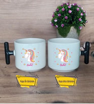 Unicorn Kupa Bardak T Siyah Kulplu Kadın Arkadaşa Doğum Günü Hediyesi