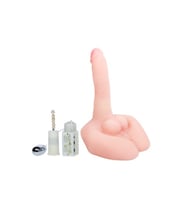21 cm Oynar Başlı Titreşimli Sesli Çift Girişli Realistik Vibratör Masturbatör Penis