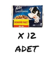 Felix Sığır ve Tavuk Etli Yetişkin Yaş Kedi Maması 4x85gr X 12 Adet (Kahverengi)