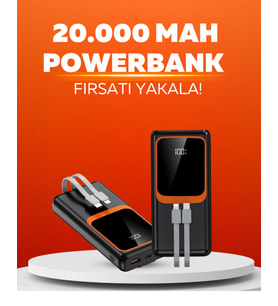 20.000 mAh Powerbank – 22.5W Hızlı Şarj, Çok Kablolu, Dijital Göstergeli