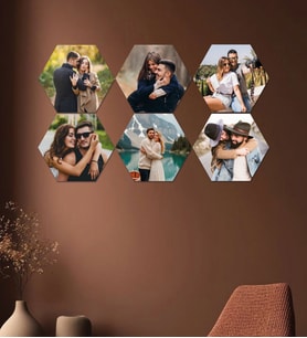 Kişiye Özel 6 Fotoğraflı Altıgen Mdf Tablo