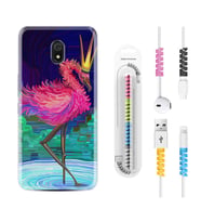 Xiaomi Redmi 8A 8 Pro 9C 9T 10C 11T Pro Kılıf Kablo Koruma Spiral Silikon Queen Flamingo 1748