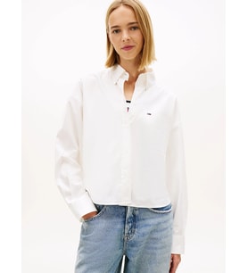 Tommy Hilfiger TJW Essential Kısa Kadın Beyaz Gömlek DW0DW22766YBL