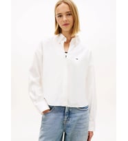Tommy Hilfiger TJW Essential Kısa Kadın Beyaz Gömlek DW0DW22766YBL