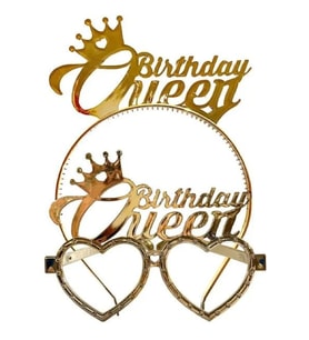 Birthday QueenTaç Gözlük 2'li Set