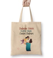 Babalar Günü Babaya Hediye 12023 Bez Çanta Uzun Saplı
