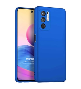 Microsonic Matte Silicone Xiaomi Redmi Note 10 5G Kılıf Mavi