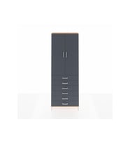 Arges Dolap 3 Raflı 6 Çekmeceli 2 Kapaklı 88x30x243 Çam-Antrasit