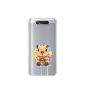 Samsung Galaxy A80 ile Uyumlu Splash Kapibara Tasarımlı Şeffaf Silikon Kılıf