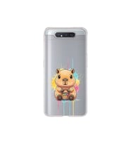 Samsung Galaxy A80 ile Uyumlu Splash Kapibara Tasarımlı Şeffaf Silikon Kılıf