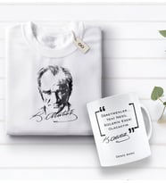 BK Gift Kişiye Özel Öğretmenler Günü Tasarımlı Kupa Bardak ve Atatürk Baskılı Tişört Hediye Seti- 2-15, Öğretmene Hediye, Öğretmenler Günü, 100. Yıl Hediyesi