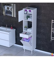 Modilayn ARDA 40x173x32,5 cm 1 Çekmece 1 Göz Sepetli ve 3 Raf Akıllı Dolap ile Dağınıklığa Son