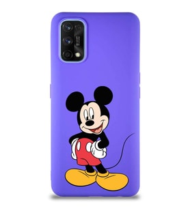 Realme 7 Pro Soft Premier Kapak Mickey Mouse-E Tasarımlı Silikon Kılıf - Mor (Şeffaf)
