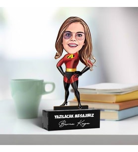 Kahraman Kız Kostümlü Çocuk Karikatürlü Biblo